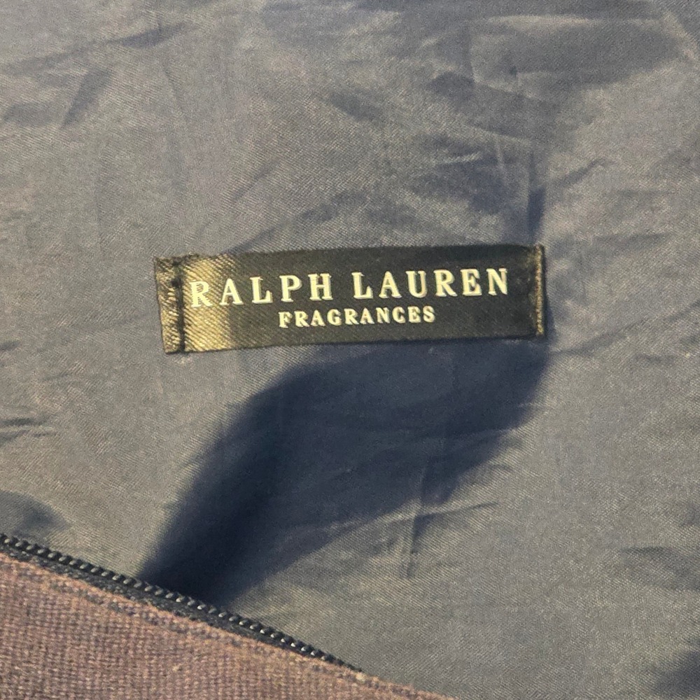 Ralph Lauren Fragrances Navy Blue Canvas Duffel Bag Polo Patchwork Travel Gym - Picture 2 of 14